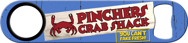 Pinchers Crab Shack Standard Custom Bottle Opener Front