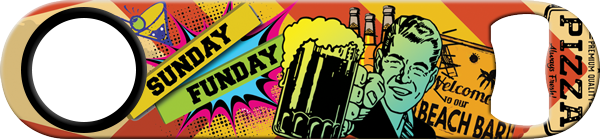 Sunday Funday Whiskey Standard Custom Bottle Opener Front