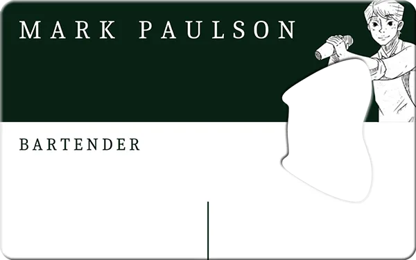 Bartender Business Card Bottle Opener Front