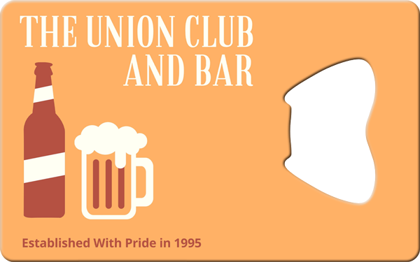 The Union Club Bar Business Card Bottle Opener Back