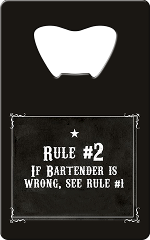 Bar Rules Card Bottle Opener Back
