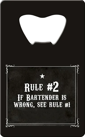 Bar Rules Card Bottle Opener Back