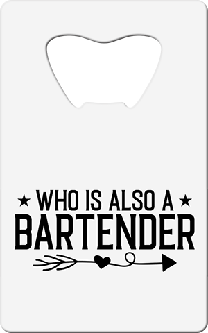 Old Woman Bartender Card Bottle Opener Back