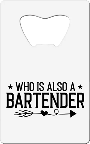 Old Woman Bartender Card Bottle Opener Back