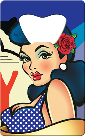 Whiskey Pinup Card Bottle Opener Front