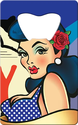 Whiskey Pinup Card Bottle Opener Front