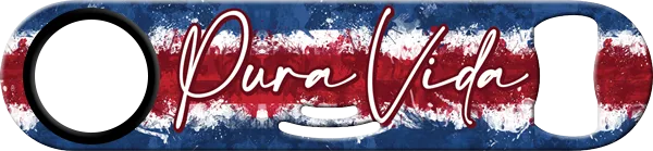 Costa Rica Flag Pura Vida Strainer Bottle Opener Front