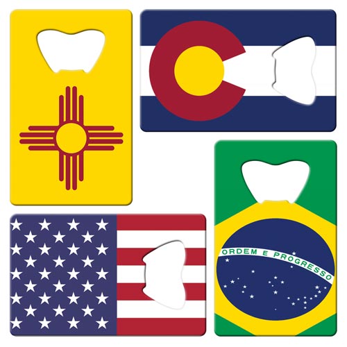 Fun with flags business card bottle openers