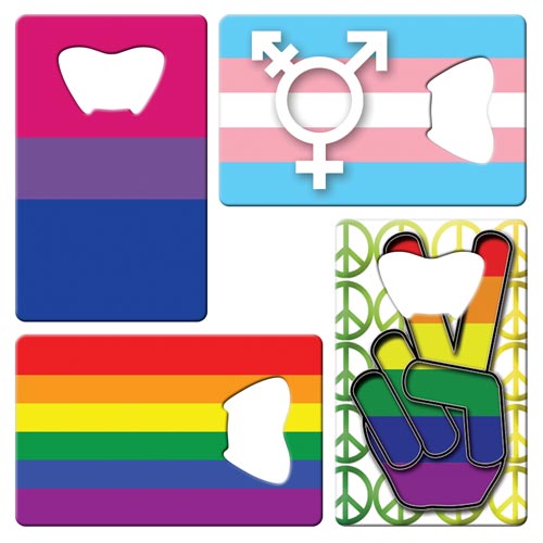 LGBTQ plus business card bottle openers