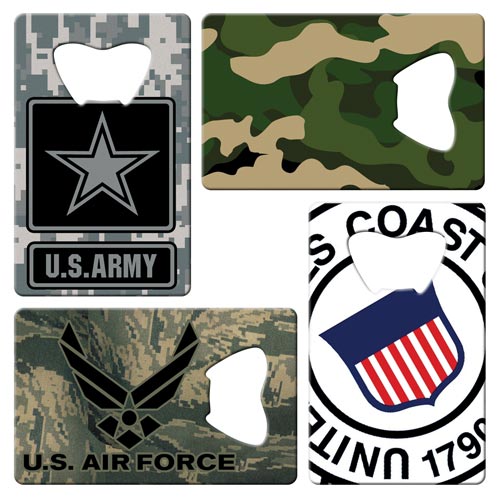 Military armed forces business card bottle openers