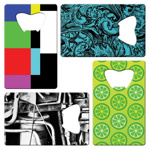 Patterns and backgrounds business card bottle openers