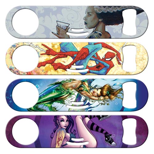 Artist series cocktail strainer bottle openers