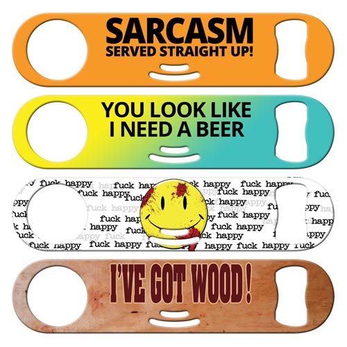 Fun and humor cocktail strainer bottle openers