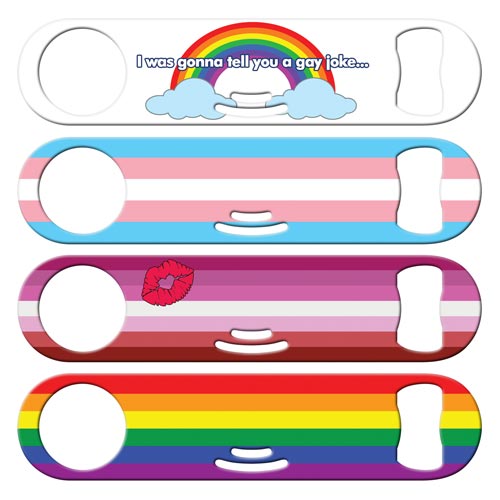 LGBTQ plus cocktail strainer bottle openers