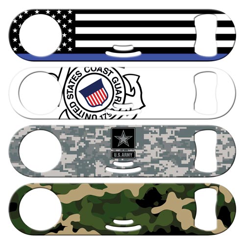 Military armed forces cocktail strainer bottle openers