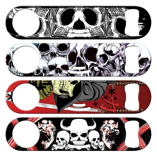 Skulls and bones cocktail strainer bottle openers