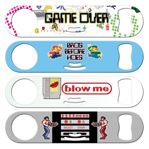 Video games cocktail strainer bottle openers