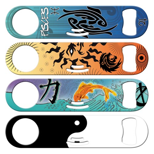 Zodiac astrology and zen cocktail strainer bottle openers